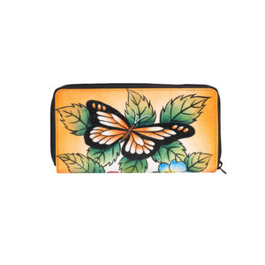 Oxims Hand Painted Leather Zip Around Clutch Wallet