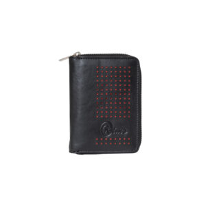 Oxims Genuine Leather Zipper Wallet with Laser Studded Pattern RFID Secure for Men and Women, (Black)