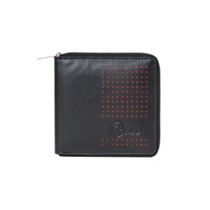 Oxims Genuine Leather Zipper Wallet with Coin Pocket Laser Studded Pattern RFID Secure for Men and Women, (Black)