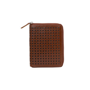 Oxims Genuine Leather Zipper Wallet Woven Pattern