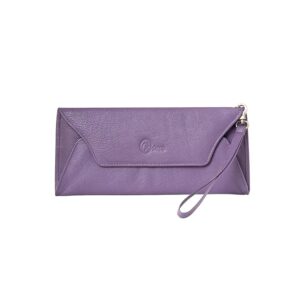 Oxims Genuine Leather Envelope Womens Clutch Wallets Ladies Purse with Detachable Strap & Mobile Slot with Multiple Card Slots (Purple)